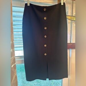 Sanctuary Black Button Front Ponte Pencil Midi Skirt / Medium
